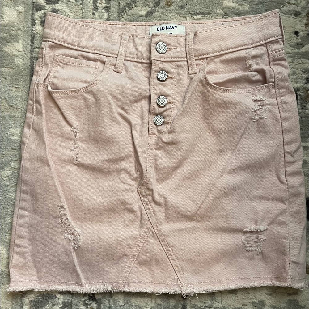 Old Navy L light Pink Denim Skirt, Button Up